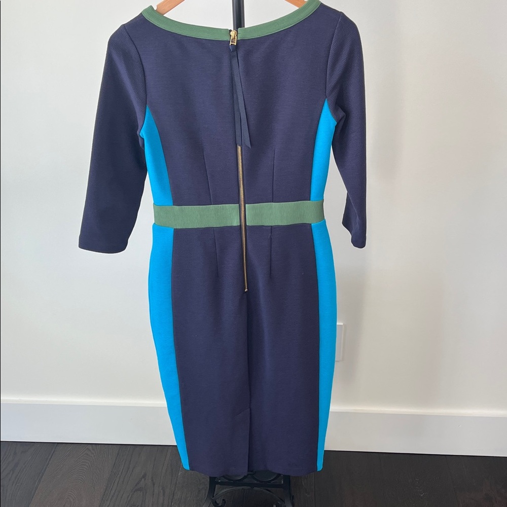 Boden Navy and Teal Long Sleeve Dress - Picture 4 of 8